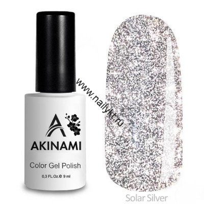 Светоотражающий гель-лак AKINAMI Color Gel Polish -  Solar Super Silver (9мл)