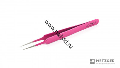 Пинцет прямой острый розовый PT-6521-PK 11.4 см Metzger