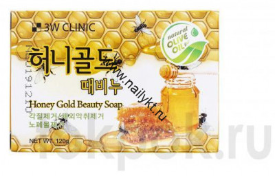 Кусковое мыло для лица и тела с медом 3W Clinic Honey Gold Beauty Soap (120гр)