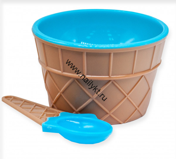 Чашка для изготовления слайма с ложечкой (вафельная, голубая)