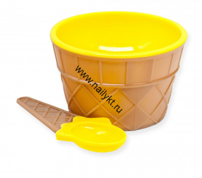 Чашка для изготовления слайма с ложечкой (вафельная, желтая)