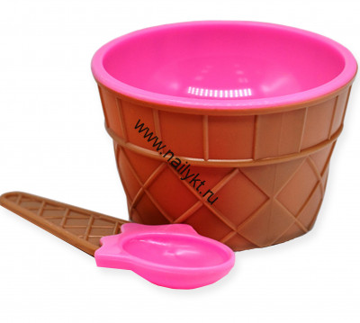 Чашка для изготовления слайма с ложечкой (вафельная, розовая)