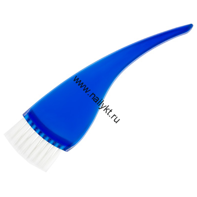 Кисть для окрашивания волос с белым ворсом, фигурная, широкая (02 синяя)