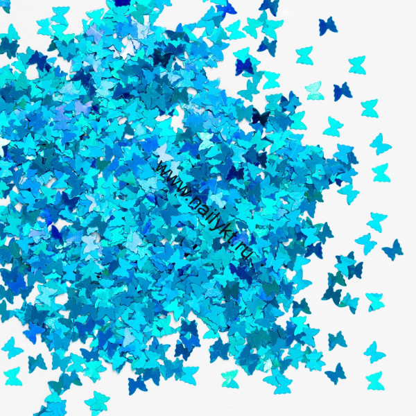 Блестки бабочки голографические голубые 20 г