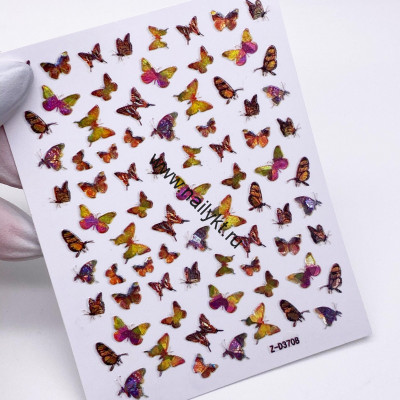 Наклейки бабочки 3D голография ZOO 1625