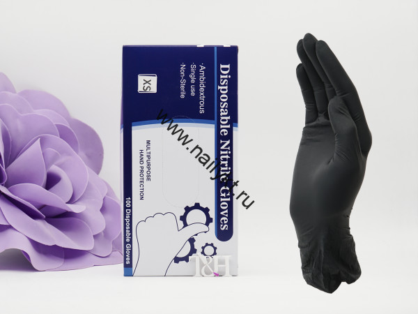 Перчатки нитриловые S 50 пар (100шт.) "Disposable Gloves" Черные