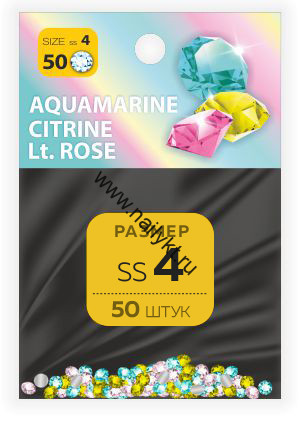 Стразы SS4 AQUAMARINE, CITRINE, Lt.ROSE (50 шт.) MILV