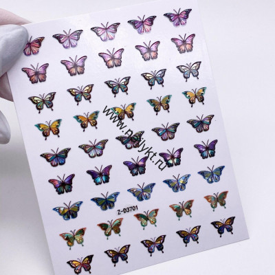 Наклейки бабочки 3D голография ZOO 1627