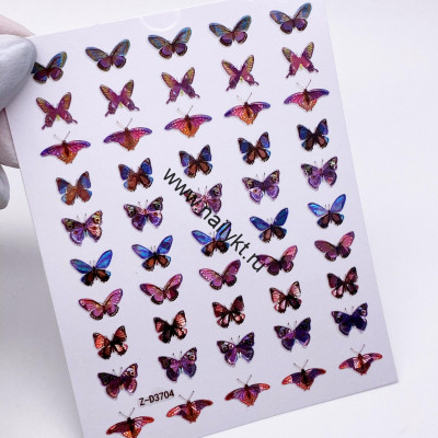 Наклейки бабочки 3D голография ZOO 1629