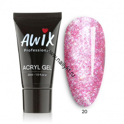 Acryl gel Акригель AWIX 20 (светоотражающий), 30 мл