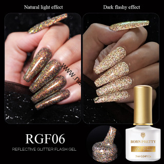 Светоотражающий гель-лак "Reflective Glitter Flash" RGF-06 53087-06, 7 мл Born Pretty