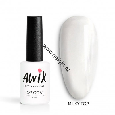 Закрепитель для гель-лака AWIX Milky Top (без липкого слоя), 10 мл