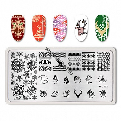 (23268) BP-L032 Пластина для стемпинга 12*6см Christmas snowflake Born Pretty