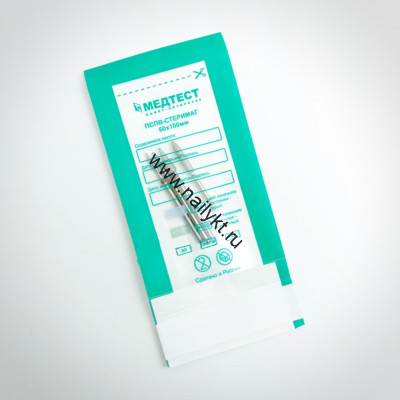 Крафт-пакет для стерилизации с комбинированной упаковкой с прозрачной стороной Медтест 60*100мм (уп. 100шт)