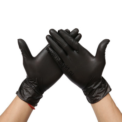 Перчатки Wally Plastic нитрил/винил, чёрные, размер M, 1 пара (2шт)
