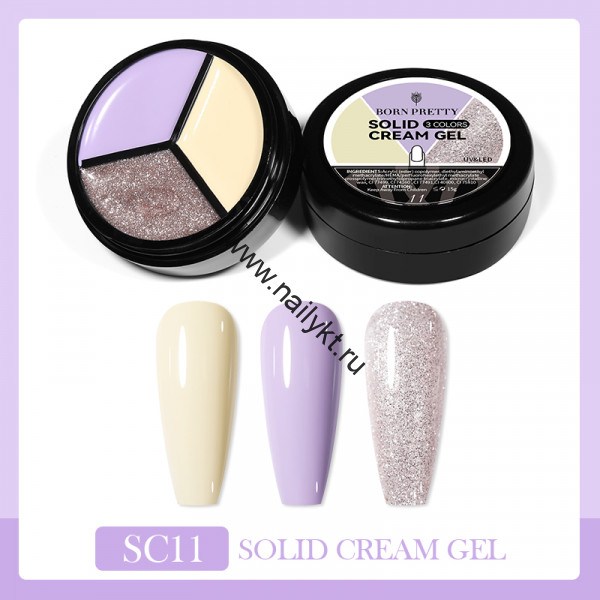 Гель-лак 3 in1 solid cream gel SC11 54542-11, 15 гр Born Pretty