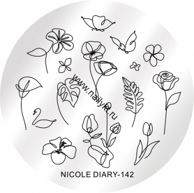 Пластина для стемпинга 5*5 см 48208 ND-142, Nicole Diary
