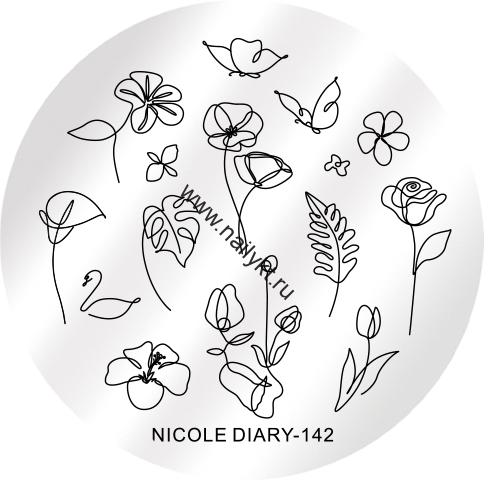 Пластина для стемпинга 5*5 см 48208 ND-142, Nicole Diary