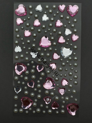 Наклейки для ногтей, лица и тела микс с сердечками розовые ZOO 1832
