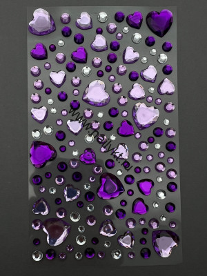 Наклейки для ногтей, лица и тела микс с сердечками фиолетовые ZOO 1835