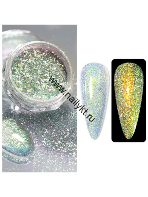 56430-02 Светоотражающий пигмент Aurora Reflective Glitter Powder G010 (0,5 гр) Nicole Diary
