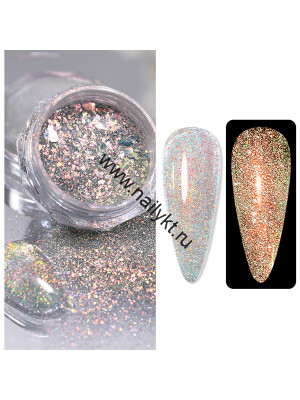 56430-03 Светоотражающий пигмент Aurora Reflective Glitter Powder G011 (0,5 гр) Nicole Diary