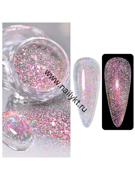 56430-04 Светоотражающий пигмент Aurora Reflective Glitter Powder G012 (0,5 гр) Nicole Diary