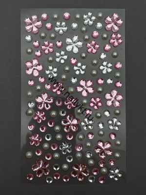 Наклейки для ногтей, лица и тела микс с сердечками розовые/серебряные ZOO 1839
