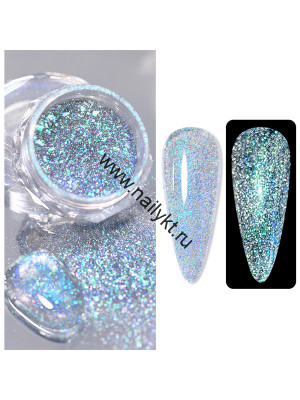 56430-06 Светоотражающий пигмент Aurora Reflective Glitter Powder G014 (0,5 гр) Nicole Diary