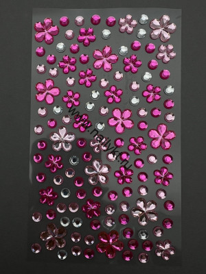 Наклейки для ногтей, лица и тела микс с цветочками розовые ZOO 1840