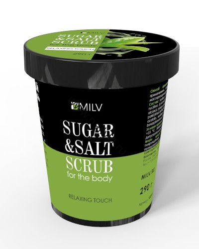 Сахарно-солевой  скраб для тела "Зеленый чай" 290гр Milv