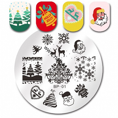 (16848) BP-001 Диск для стемпинга 5.5 см Christmas XMAS Born Pretty