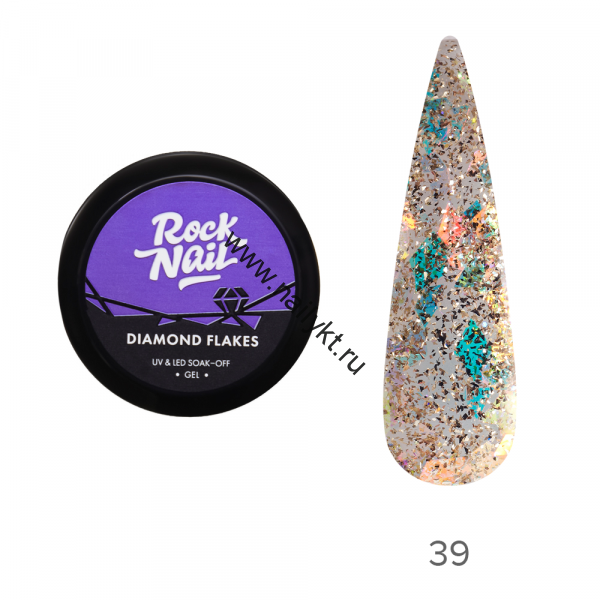 Гель-краска RockNail Diamond Flakes 39 Make Me Rich 5мл