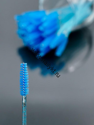 Щеточки для ресниц с шиммером, нейлон, Голубые 50шт