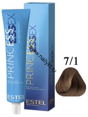 Крем-краска для волос Estel Princess Essex 7/1, Средне-русый Пепельный, 60мл